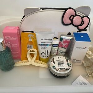 Hello Kitty Cosmetic Bag with Skincare Products